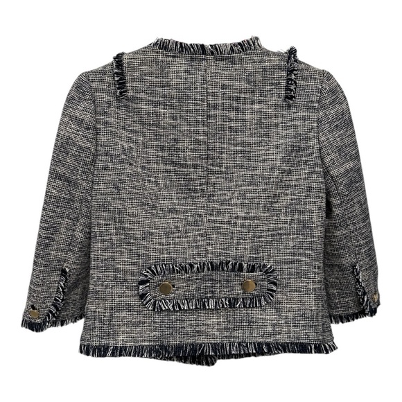 Tory Burch Cream Blue Tweed Jacket Cropped size 0 - Picture 4 of 14